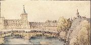 Albrecht Durer The covered Footbridge at the haller Gate in Nuremberg oil